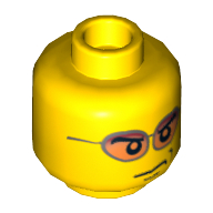 Minifig Head, Orange Sunglasses, Smirk Print [Hollow Stud] Yellow