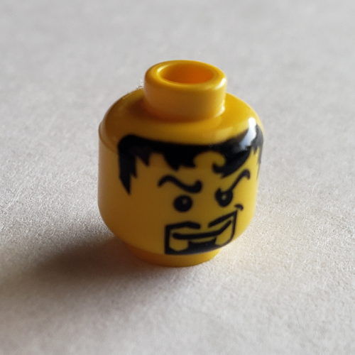Minifig Head Nobleman, Male, Messy Black Hair, Goatee Print [Hollow Stud] Yellow