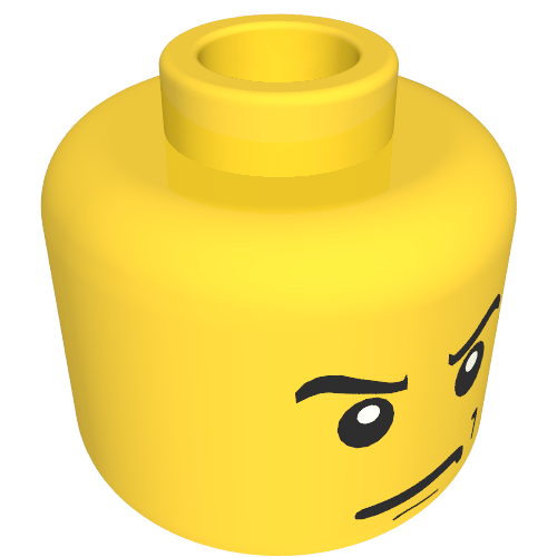 Minifig Head, Eyebrows and Scowl, White Pupils Print Gelb