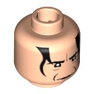 Minifig Head Severus Snape, Crease Between Eyebrows, White Pupils, Black Hair Print Hellnougat