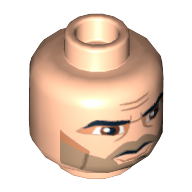 Minifig Head Captain Rex, Thick Eyebrows, Brown Eyes, Fine Stubble Print [Hollow Stud] Light Nougat