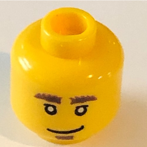 Minifig Head, Bushy Eyebrows and Goatee / Worried Print [Hollow Stud] Gelb