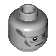 Minifig Head Darth Vader, Scars Gray Left & Right, Gray Eyebrows, White Pupils Print Hellblaugrau