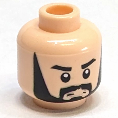 Minifig Head Asoka, Full Beard, Thick Eyebrows Print Hellnougat