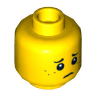 Minifig Head Tommy / Wade / Boy / Girl, Freckles, Smile / Worried Print Yellow