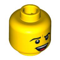 Minifig Head Punk Rocker, Open Smiling Mouth, Teeth and Tongue Print Yellow