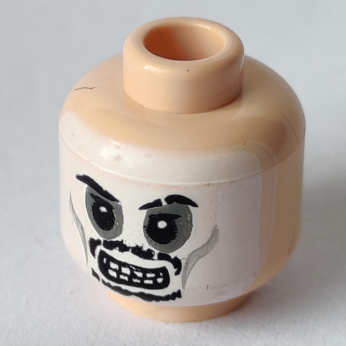 Minifig Head Captain Jack Sparrow, Moustache Determined / Skull Face Print Light Nougat