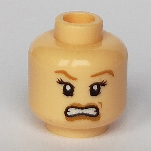 Minifig Head Elizabeth Swann Turner, Light Brown Eyebrows and Dimple Smiling / Scared Print in 