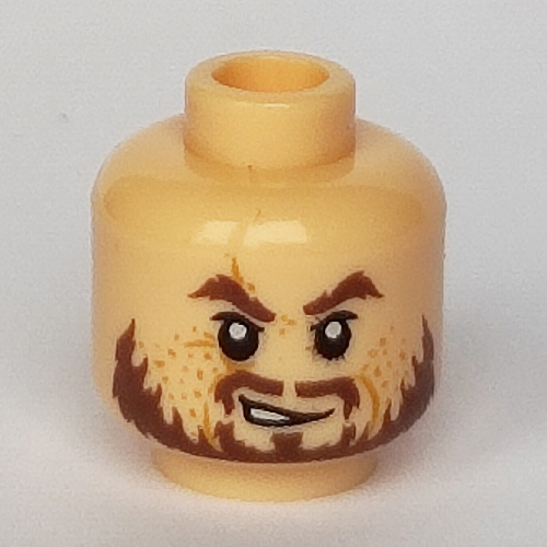 Minifig Head Hector Barbossa, Ragged Brown Beard Print in 