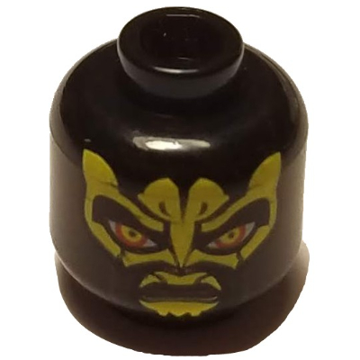 Minifig Head Savage Opress, Yellow Zabrak Markings Print Black