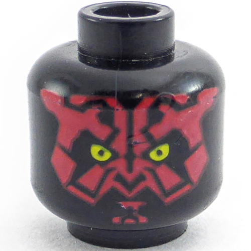 Minifig Head Darth Maul, Red Face, Yellow Eyes Print Schwarz