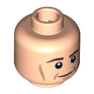 Minifig Head Bob Cratchit / Rebel Trooper / Bespin Guard, Brown Eyebrows, Light Brown Cheek Lines Print [Hollow Stud] Light Nougat