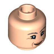 Minifig Head Pomona Sprout, Peach Lips, Gray Eyebrows Print [Hollow Stud] Light Nougat