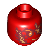 Minifig Head Kai (NRG), Fire Energy Print [Hollow Stud] Red