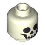 Minifig Head Skeleton, Standard Skull Print Glow in Dark White