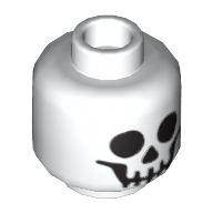 Minifig Head Skeleton, Standard Skull Print White