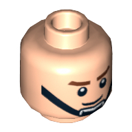 Minifig Head Rebel Trooper, Brown Eyebrows, Smile, Black Chin Strap Print [Hollow Stud] Hellnougat