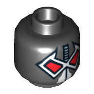 Minifig Head Bane, Dual Sided Wrestler Mask with Large Red Eyes / Yellow Hose Print [Hollow Stud] Schwarz