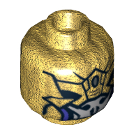 Minifig Head Chitauri, Black and Purple Mask Print [Hollow Stud] Perlgold
