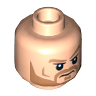 Minifig Head Thor, Light Brown Eyebrows and Beard, Frown / Angry Print [Hollow Stud] Hellnougat