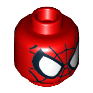 Minifig Head Spider-Man, Large White Eyes, Black Web Print Rot