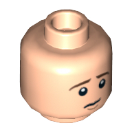 Minifig Head Frodo Baggins, Dual Sided, Brown Eyebrows Worried / Lopsided Smile Print [Hollow Stud] Hellnougat