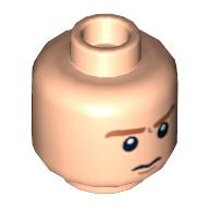 Minifig Head Samwise Gamgee (Sam) / Rebel Pilot, Frowning / Scared Print Light Nougat