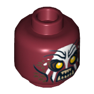 Minifig Head Uruk-hai, Scowling / Handprint Print Dunkelrot