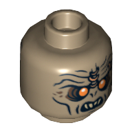 Minifig Head Orc, Orange Eyes Print [Hollow Stud] Dunkelbeige