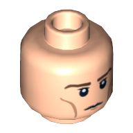 Minifig Head Legolas, Brown Eyebrows Neutral / Grimacing Print Hellnougat