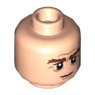 Minifig Head Gimli, Dual Sided, Bushy Brown Eyebrows, Stern / Grimacing Print [Hollow Stud] Hellnougat