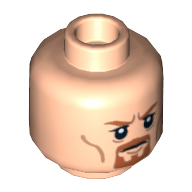 Minifig Head Boromir / Rebel Trooper, Dual Sided, Goatee Stern / Grimacing Print [Hollow Stud] Hellnougat
