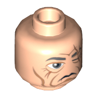 Minifig Head Even Piell, Scar over Left Eye, Wrinkles Print [Hollow Stud] Hellnougat
