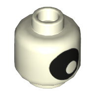 Minifig Head Mixel Eye, Large Black Eye with Pupil Print [Hollow Stud] Nachtleuchtend Weiß