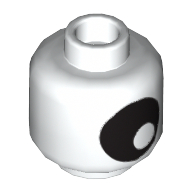 Minifig Head Mixel Eye, Large Black Eye with Pupil Print [Hollow Stud] White