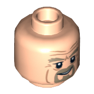 Minifig Head King Theoden, Dark Tan Goatee, Smile / Determined Print Hellnougat