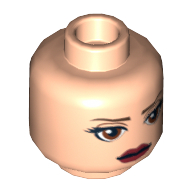Minifig Head Padme Amidala, Brown Eyebrows, Black Thick Eyelashes, Large Brown Eyes, Brown Beauty Mark, Red Lips Print [Hollow Stud] Hellnougat