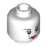 Minifig Head Padme Amidala (Queen), Red Lips, Eyelashes, 2 Red Dots on Cheeks Print in 