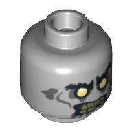 Minifig Head Zombie, White Eyes, Yellowed Teeth with One Missing Tooth Print [Hollow Stud] Hellblaugrau