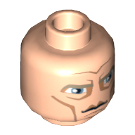 Minifig Head Pre Vizsla / Mandalorian, Large Blue Eyes, Cheek Lines and High Brow Print [Hollow Stud] Hellnougat