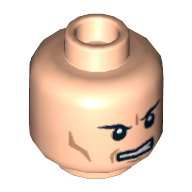 Minifig Head Lex Luthor, Eyebrows, Mouth with Teeth, Cheek Lines, Angry Expression Print [Hollow Stud] Hellnougat