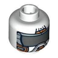 Minifig Head Battle Mech, Orange Mask with Dark Gray Visor Print [Hollow Stud] White