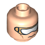 Minifig Head Nova, Gold and White Goggles and Cheek Lines, Mouth Closed / Bared Teeth Print Hellnougat