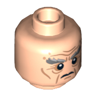 Minifig Head Oin the Dwarf, Dual Sided, Bushy Gray Eyebrows, Wrinkles, Calm / Battle Rage Print [Hollow Stud] Hellnougat