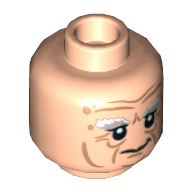 Minifig Head Balin the Dwarf, Dual Sided, Bushy Gray Eyebrows, Wrinkles, Calm / Frowning Print [Hollow Stud] Light Nougat