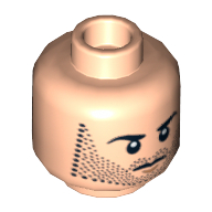 Minifig Head Kili the Dwarf, Dual Sided, Beard Stubble, Calm / Battle Rage Print [Hollow Stud] Hellnougat