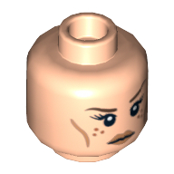 Minifig Head Tauriel, Freckles, Calm / Clenched Teeth Print Light Nougat