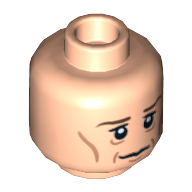 Minifig Head Mirkwood Elf, Dual Sided, Cheekbones, Age Lines, Calm / Happy Print [Hollow Stud] Hellnougat