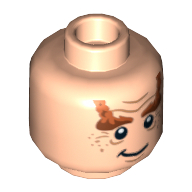 Minifig Head Nori the Dwarf, Dual Sided, Braided Eyebrows and Wrinkles, Happy / Angry Print [Hollow Stud] Hellnougat
