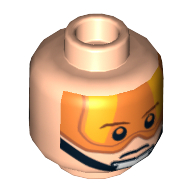 Minifig Head Luke Skywalker, Stern Brown Eyebrows, Pupils and Orange Visor / Open Mouth Print Hellnougat